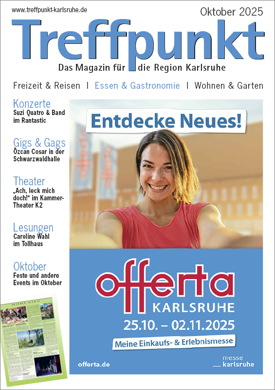 Die Titelseite der Oktober-Ausgabe 2025 des Magazins Treffpunkt Karlsruhe