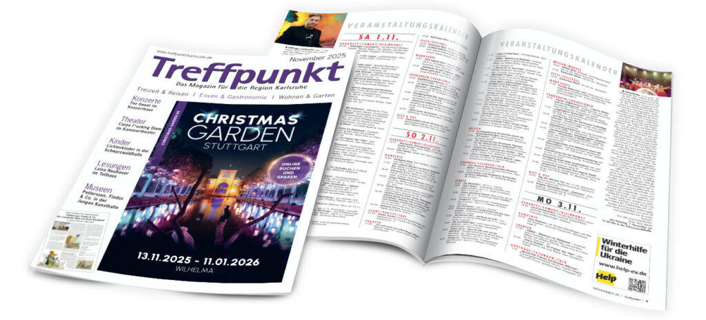 Titelbild der November-Ausgabe 2025 des Magazins Treffpunkt Karlsruhe