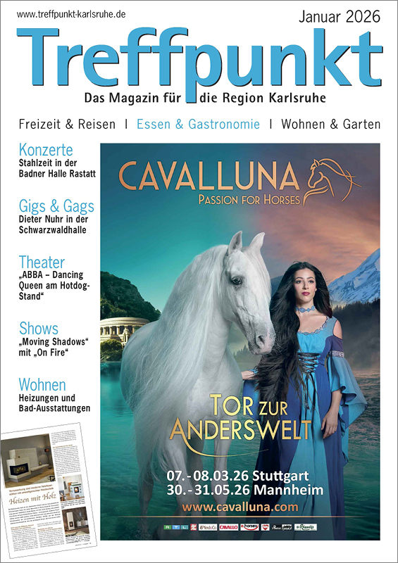 Die Titelseite der Januar-Ausgabe 2026 des Magazins Treffpunkt Karlsruhe